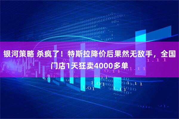 银河策略 杀疯了！特斯拉降价后果然无敌手，全国门店1天狂卖4000多单