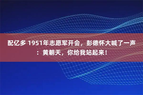 配亿多 1951年志愿军开会，彭德怀大喊了一声：黄朝天，你给我站起来！