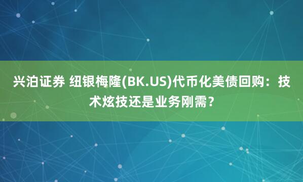 兴泊证券 纽银梅隆(BK.US)代币化美债回购：技术炫技还是业务刚需？